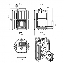 Дровяная печь Эверест INOX 20 (281) Ковка (AISI 430)