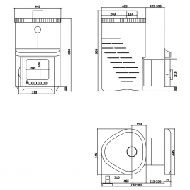 Дровяная печь Ферингер Мини ПФ в кожухе Дуб, до 18 м³