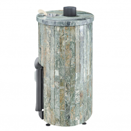 Дровяная печь Ферингер Уют-25 ПФ в облицовке Жадеит наборный, до 25 м&sup3;