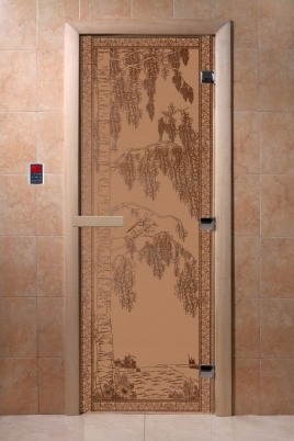 Стеклянная дверь DoorWood Березка бронза матовая, коробка ольха
