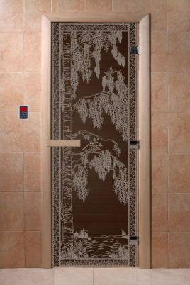 Стеклянная дверь DoorWood Березка черный жемчуг, коробка ольха