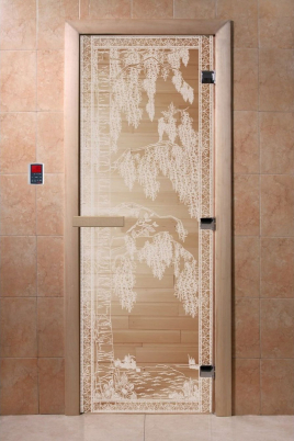 Стеклянная дверь DoorWood Березка прозрачная, коробка ольха