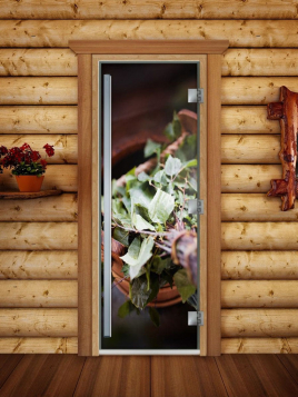 Дверь для сауны DoorWood Престиж А008 с фотопечатью, 70х190, коробка ольха