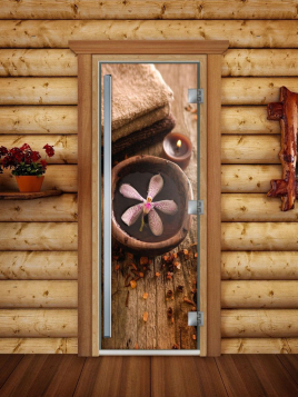 Дверь для сауны DoorWood Престиж А009 с фотопечатью, 70х190, коробка ольха