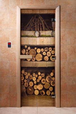 Дверь для сауны DoorWood А024 с фотопечатью, 70х190, коробка ольха