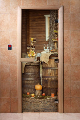 Дверь для сауны DoorWood А073 с фотопечатью, 70х190, коробка ольха