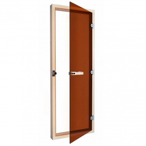 Финская Стеклянная дверь Sawo 730-3SGA-R 70х190 правая, стекло бронза, коробка осина